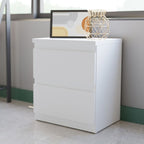 Comodino 2 cassetti colore bianco 41.8x32.2x49.3H Morgan