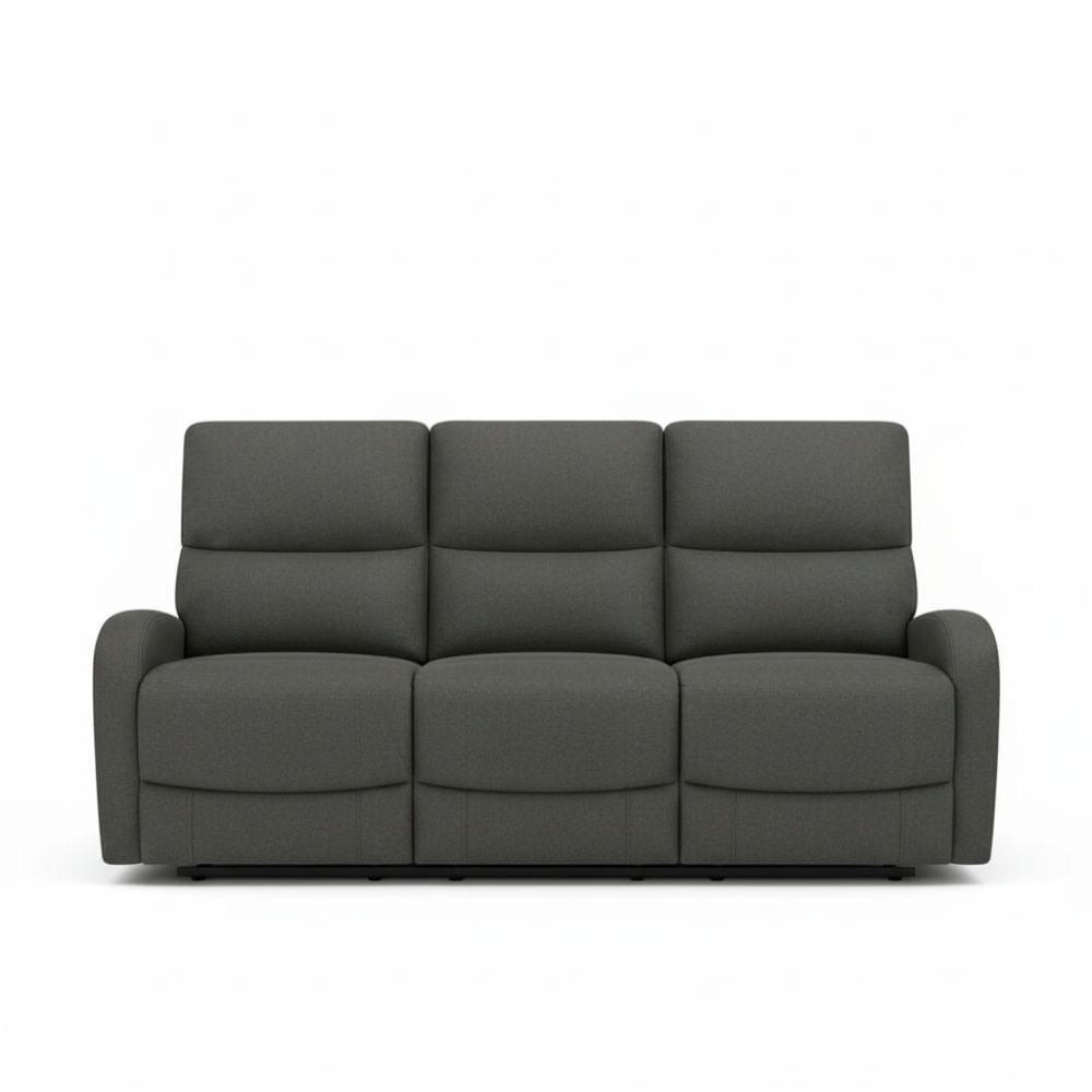 Divano relax 3+2 con poltrona recliner in tessuto grigio scuro PotterSET