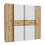 Armadio 4 ante rovere e bianco con ante scorrevoli e battenti 200x61x190H Teodoro