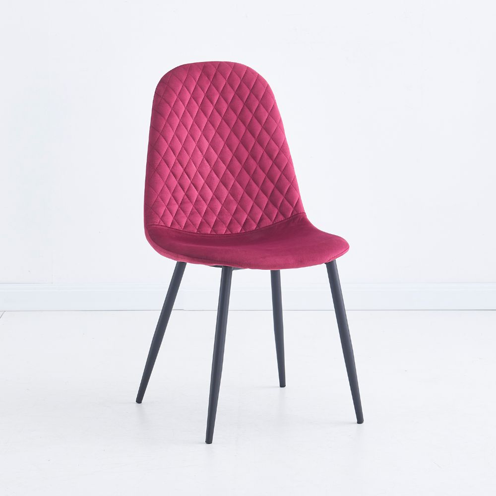 Set 4 Sedie imbottite Bretta con schienale trapuntato velluto rosso