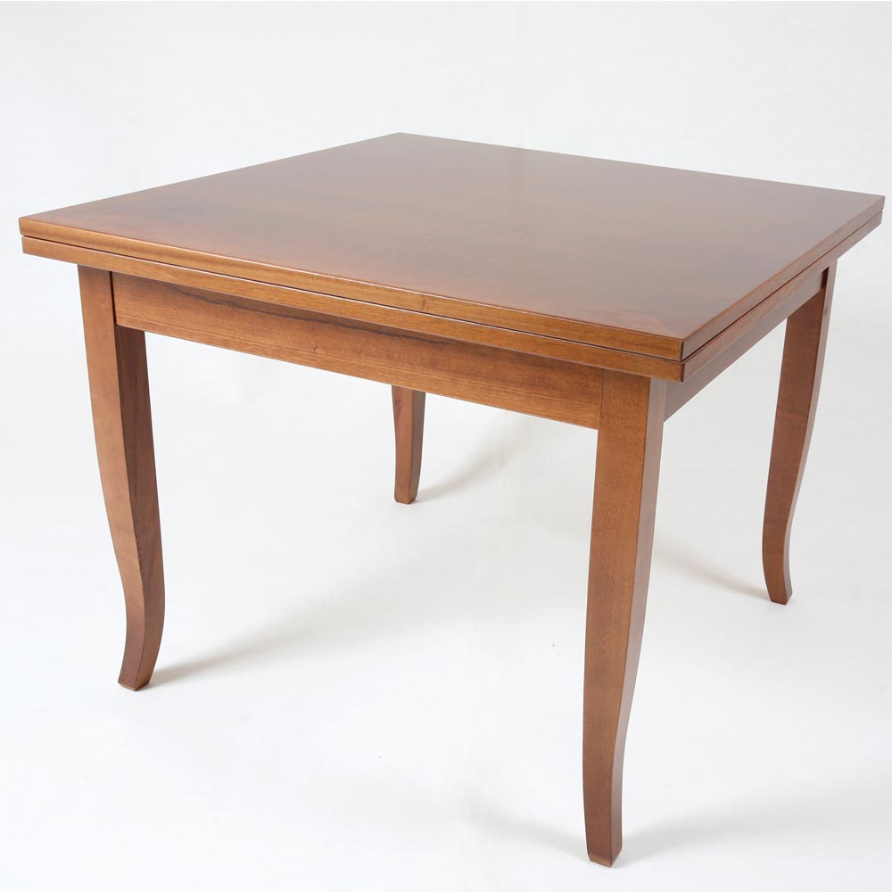 Ausziehbarer quadratischer Tisch 90x90 Walnussfarbe - Verona