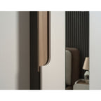 Camera da letto completa armadio 6 ante con specchi e letto contenitore colore cashmere e olmo biscotto - Tatido