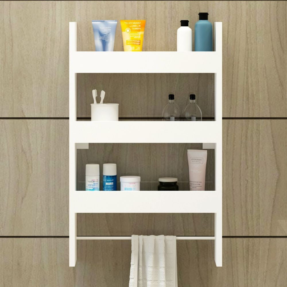 Mensola da parete 50 cm in legno con tre ripiani colore bianco - Alisa