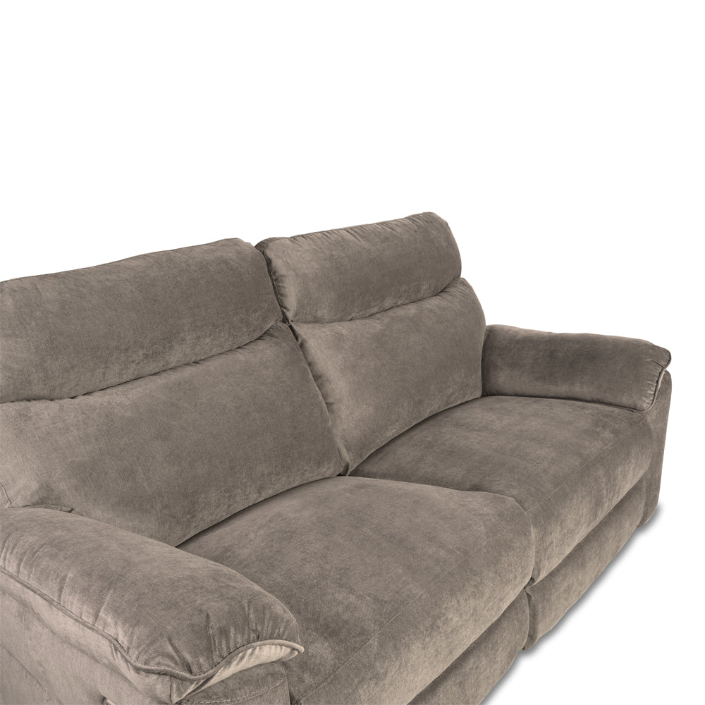 Elektrischer 3-Sitzer-Relaxsofa, Stoff Barrel21 Taupe Boston 200x100x102H