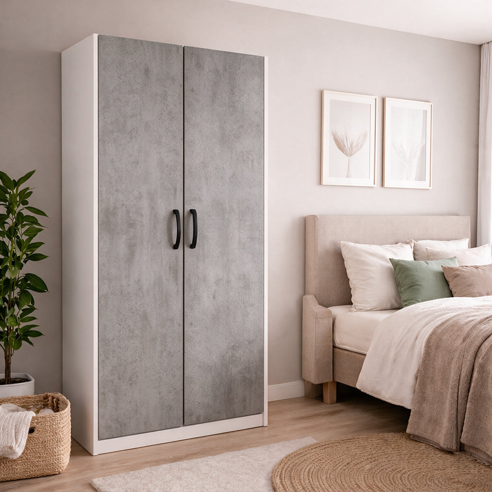 Armadio con due ante colore cemento 91x210H cm
