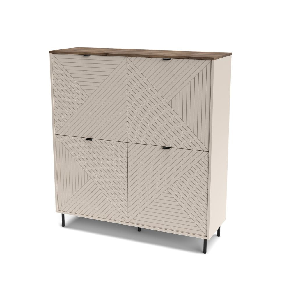 Credenza 4 ante design geometrico colore cashmere e top rovere Mirage04