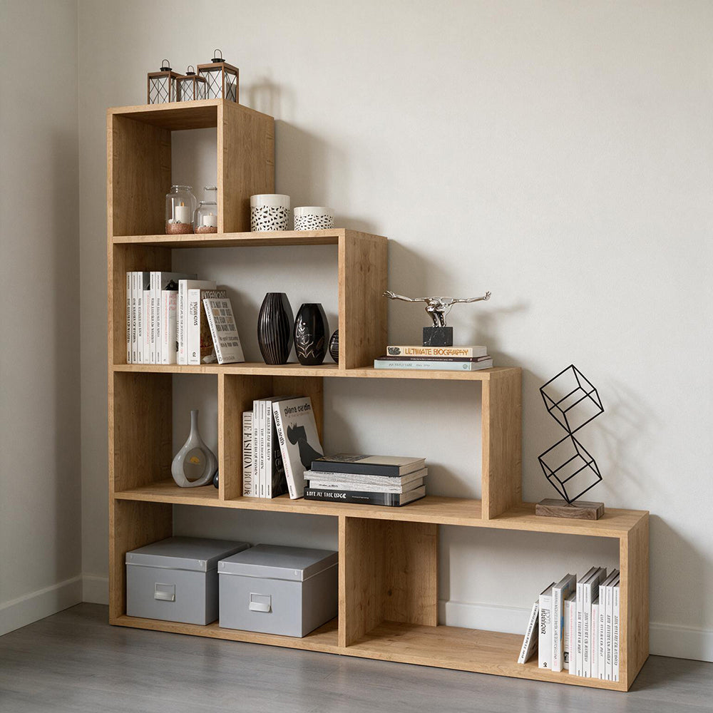 Libreria a scala 145x145 cm. colore rovere - Alis