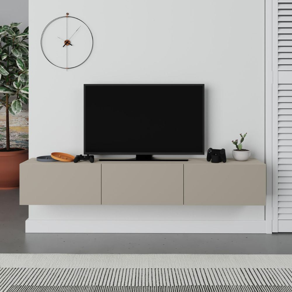 Mobile porta Tv sospeso 3 ante a ribalta colore cashmere 180x30x30H Francy