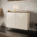 Credenza 2 ante design geometrico colore cashmere e top rovere Mirage01