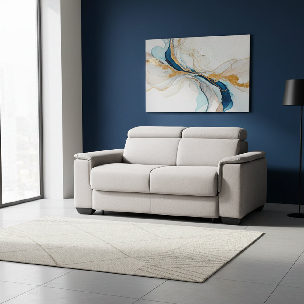 Divano letto 2 posti in tessuto grigio chiaro Mercurio 194x83x97H