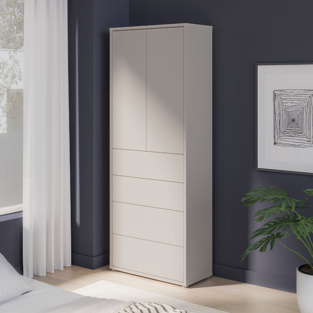 Mobile multiuso 4 cassetti e 2 ante  colore cashmere 75x35x192 Medea