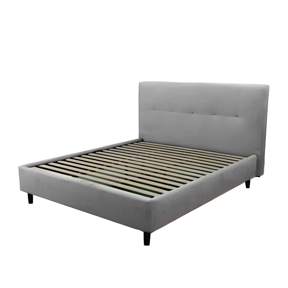 Letto matrimoniale con rete inclusa rivestimento tessuto grigio chiaro - Snello