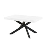 Tavolo allungabile con piano colore bianco e base nera 160x90 cm - Belinda