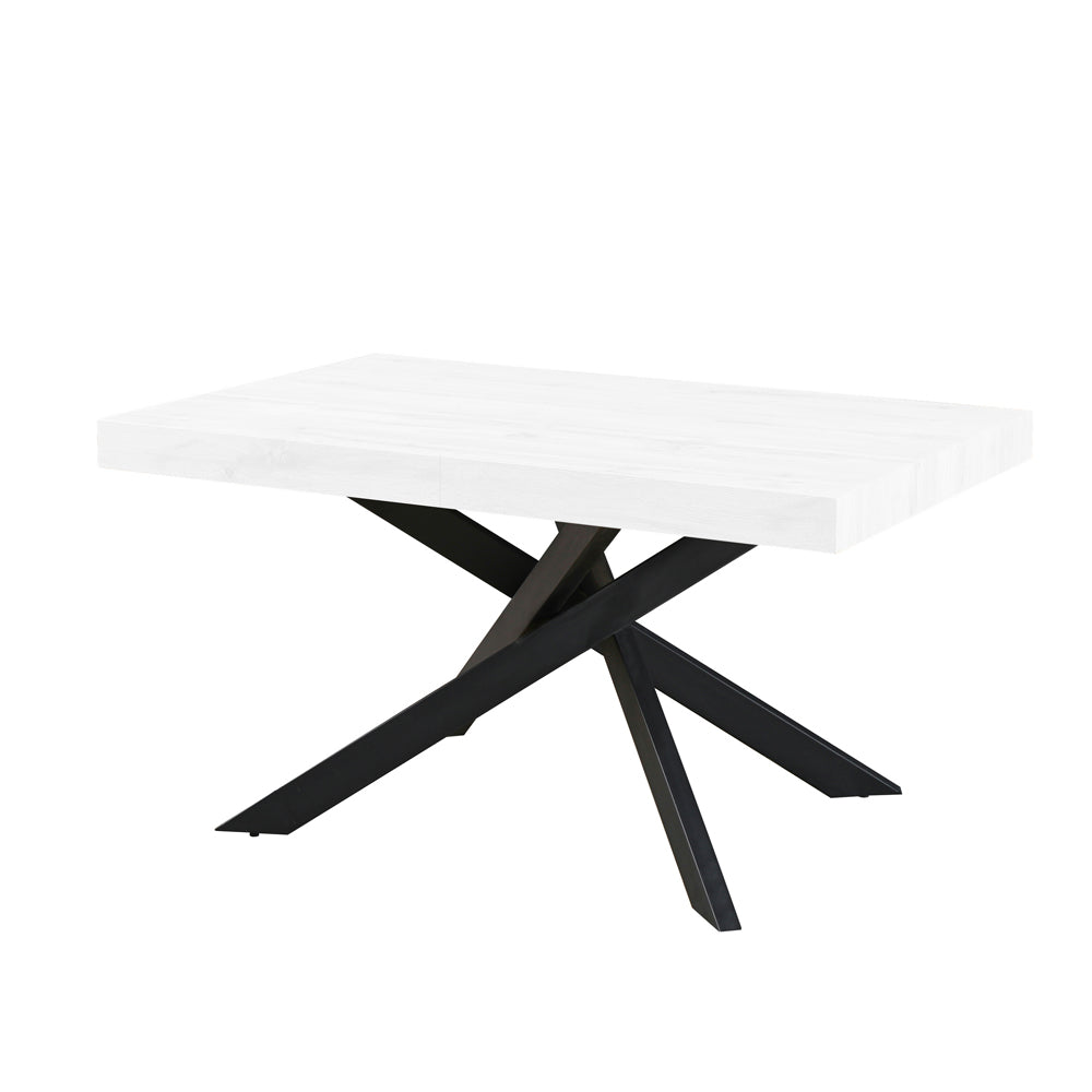 Tavolo allungabile con piano colore bianco e base nera 160x90 cm - Belinda