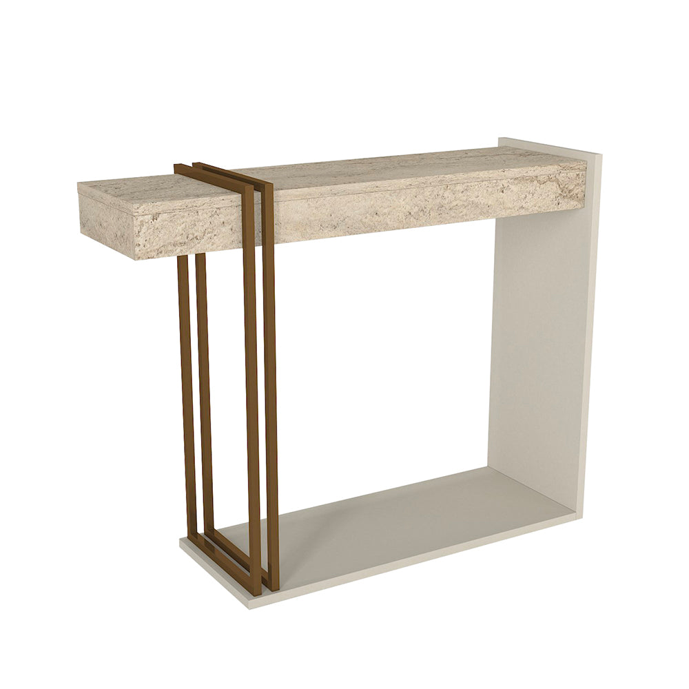 CONSOLE DESCA COULEUR CACHEMIRE ET PLATEAU TRAVERTIN