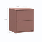 Comodino 2 cassetti colore terracotta 50x41.5x57.5H Medea