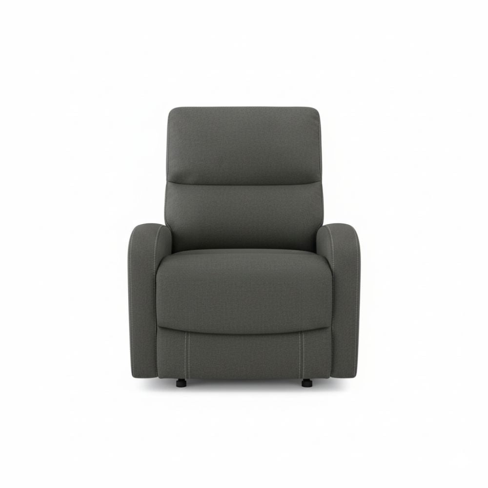 Divano relax 3+2 con poltrona recliner in tessuto grigio scuro PotterSET