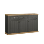 PNTK232-Q243 SIDEBOARD ESSENZA MIT 3 SCHUBLADEN UND 3 TÜREN FARBE DUNKELGRAU UND EICHE