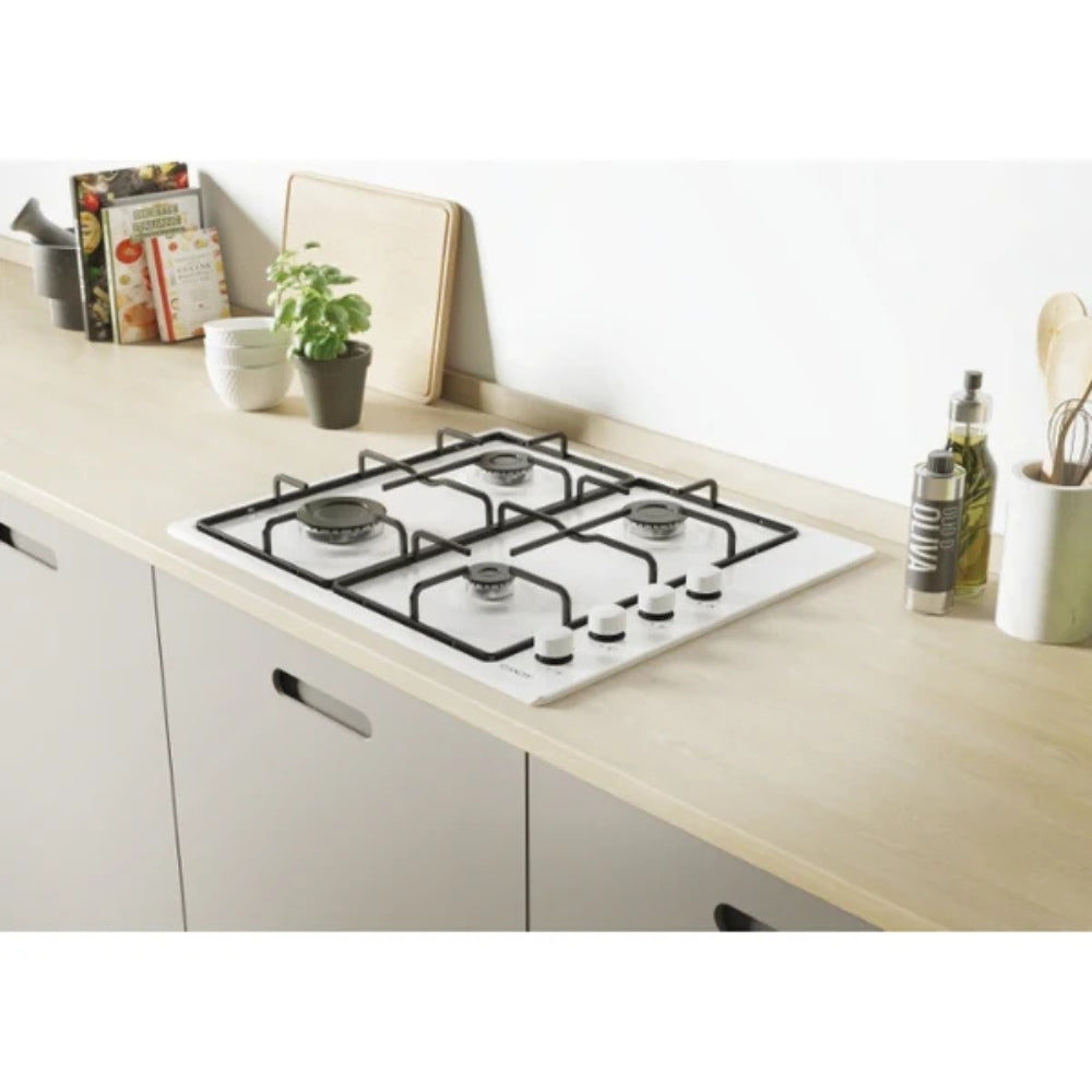 Piano cottura a gas 4 zone manopole laterali bianco Candy CHW6LBB