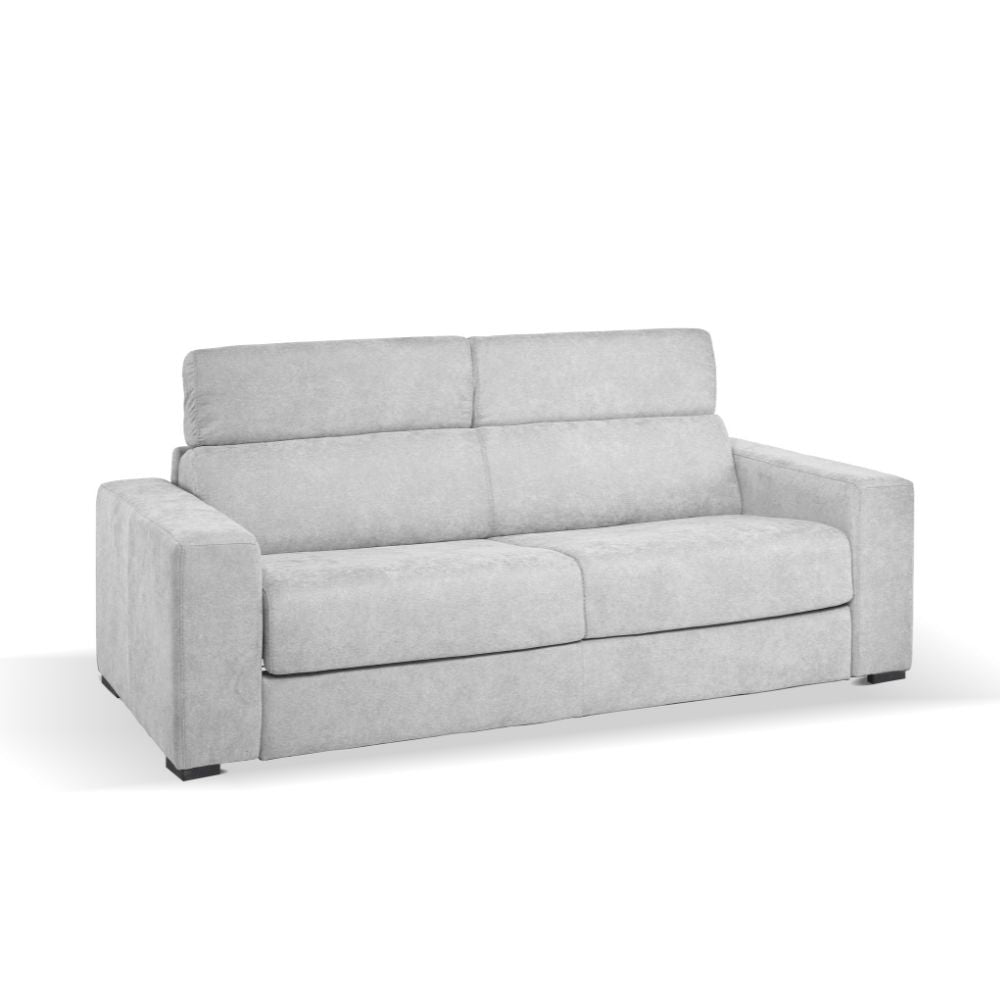 Canapé convertible 3 places en tissu gris clair 205 cm - Crien