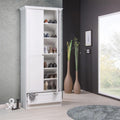 Garderobenschrank/Schuhschrank 80x200h cm mit zwei Türen und Schublade, weiß - Landwood