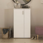 Meuble à chaussures polyvalent à 2 portes et 5 étagères couleur blanche 69x34x120H Lucio