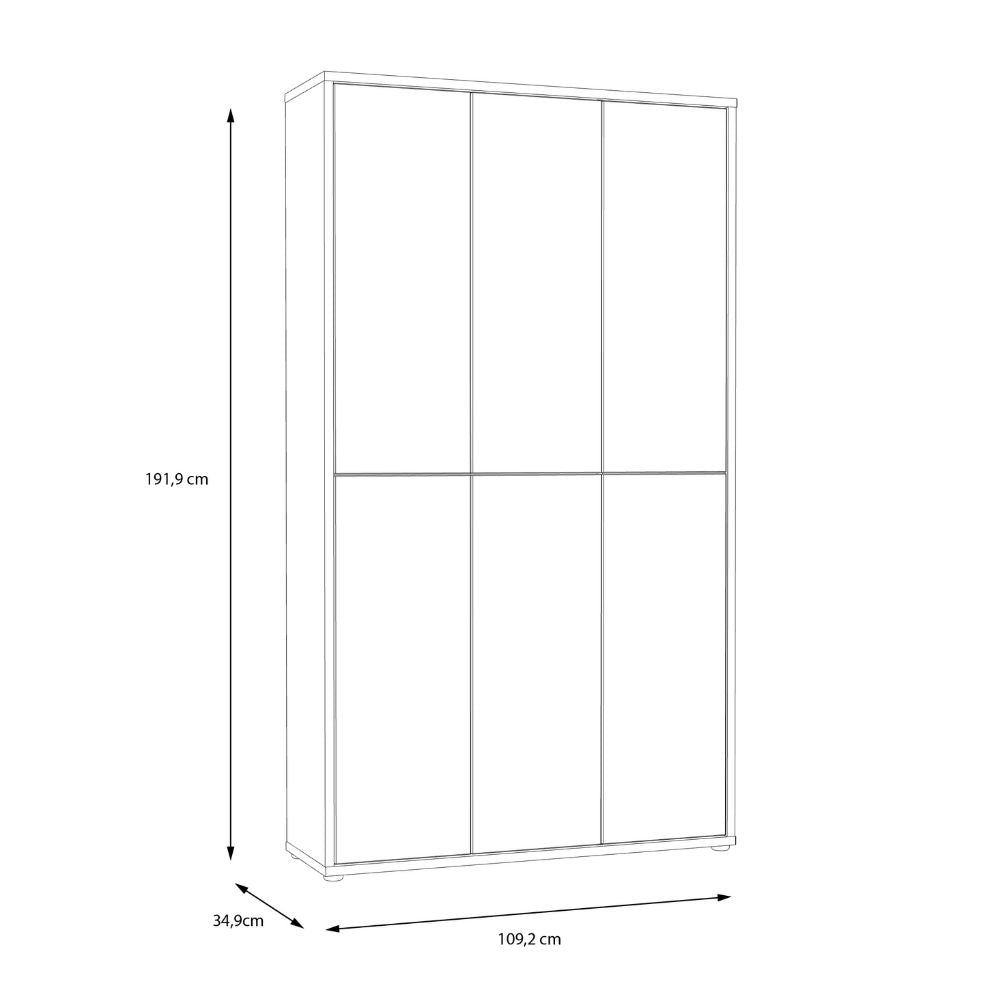 Armoire multi-usage 6 portes 109x35x192 coloris gris clair Medea
