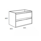 Mobile da bagno sospeso 60 cm con 2 cassetti e lavabo colore rovere grigio ghiaccio - Foltin