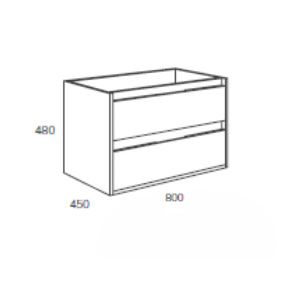 Meuble de salle de bain suspendu avec 2 tiroirs couleur ciment 80x45x48H cm - Konni