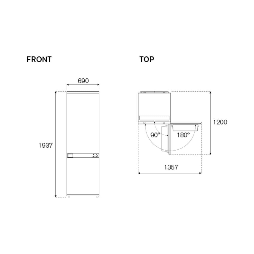 Réfrigérateur encastrable Bertazzoni Total NO FROST 341 litres classe E REF704BBNPTCS