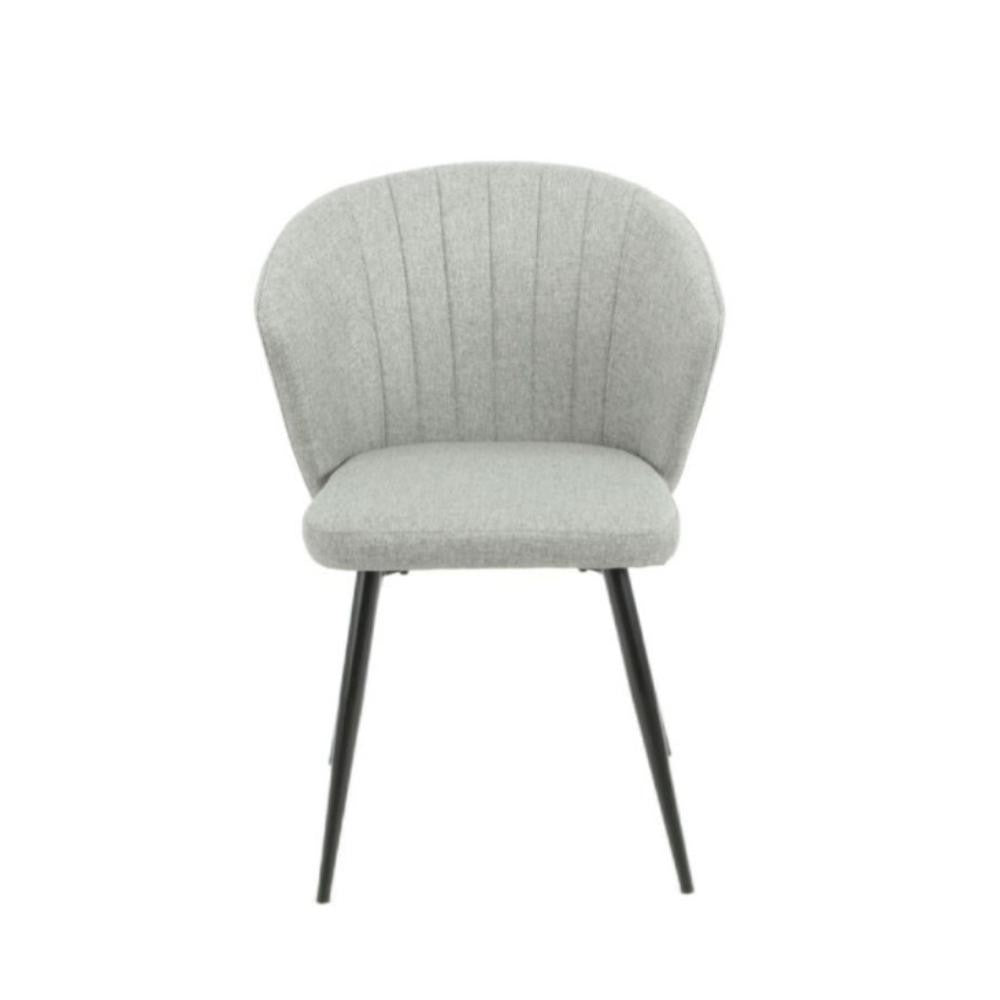 Lot de 2 chaises en tissu gris et pieds en métal noir - Krid