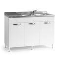 Mobile sottolavello con 3 ante lavello escluso colore bianco frassinato 120 cm