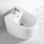 Bidet au sol dos au mur en céramique blanc FB53B