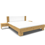 Letto matrimoniale 180x200 con comodini integrati bianco e rovere Meria