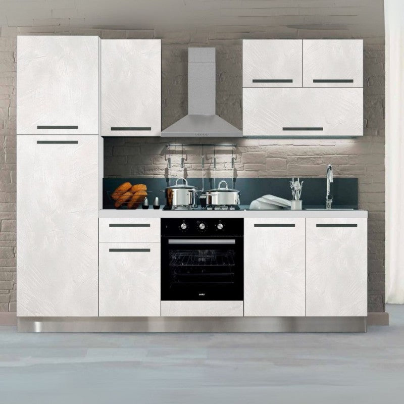 Cuisine complète avec électroménagers blanc et spatulé 255 cm - Molly