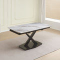 TISCH MORITZ PLATTE AUS KERAMIK MARMOROPTIK WEISS M325 UND BEINE AUS SCHWARZEM METALL