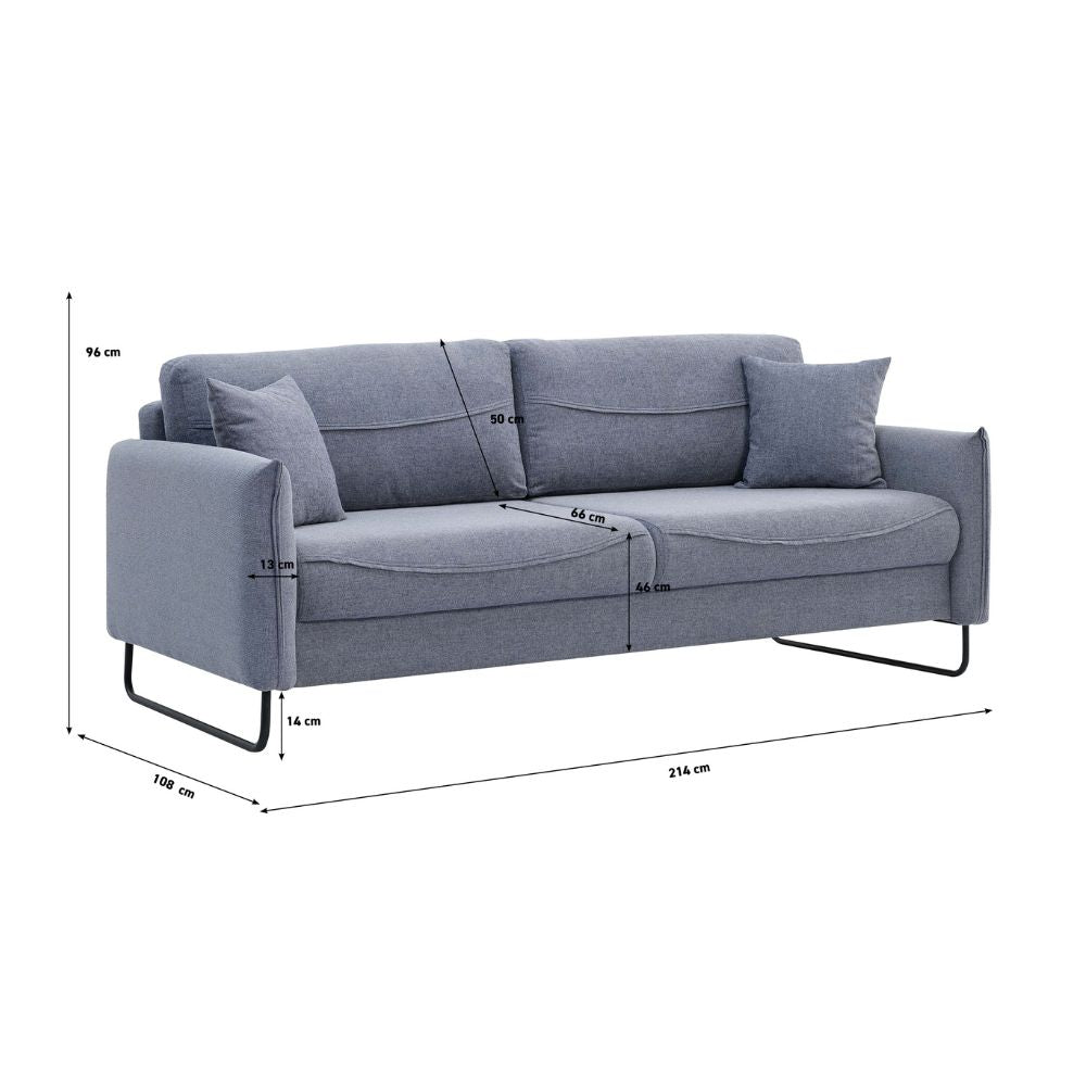 3-Sitzer-Schlafsofa, hellgrauer Stoff - Fly