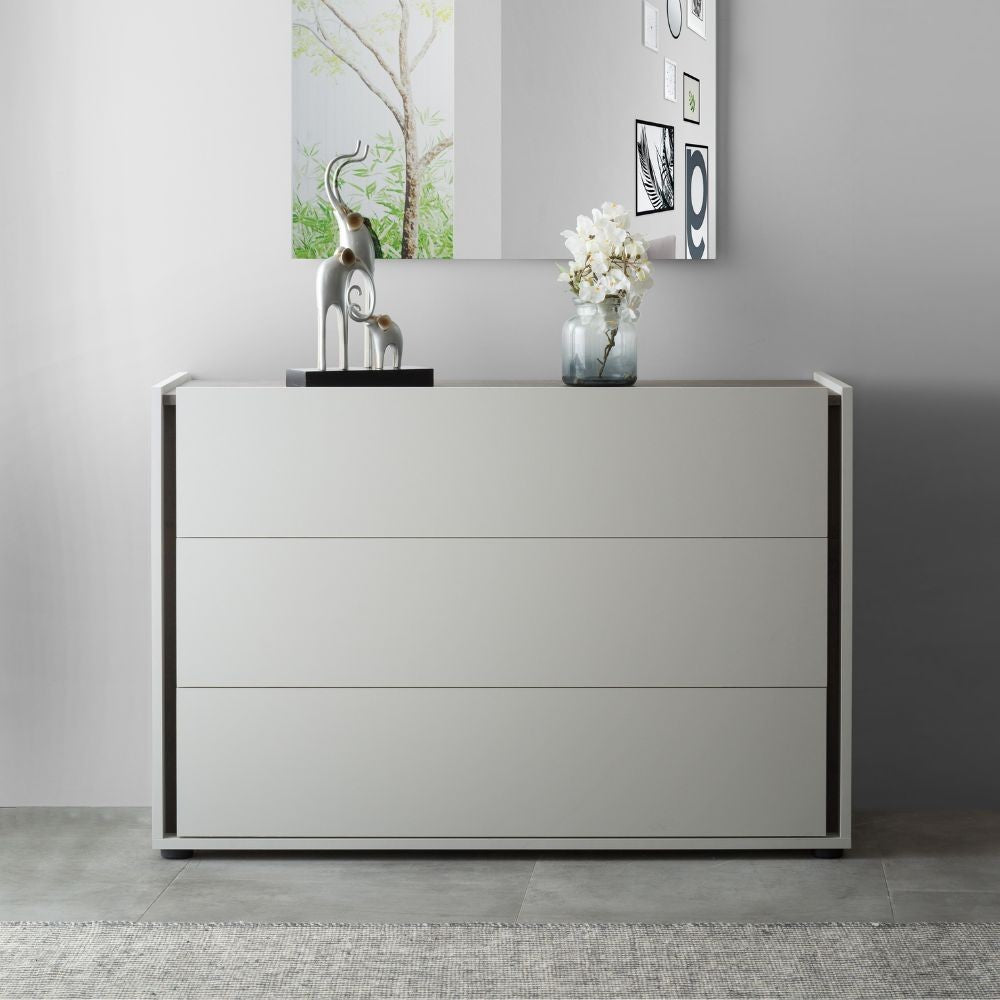 Camera da letto completa con armadio a specchi olore grigio perla e ossido grigio - Mirya