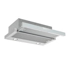 Hotte sous-meuble Tecnowind Slim90 coloris gris avec bandeau frontal inox escamotable classe D