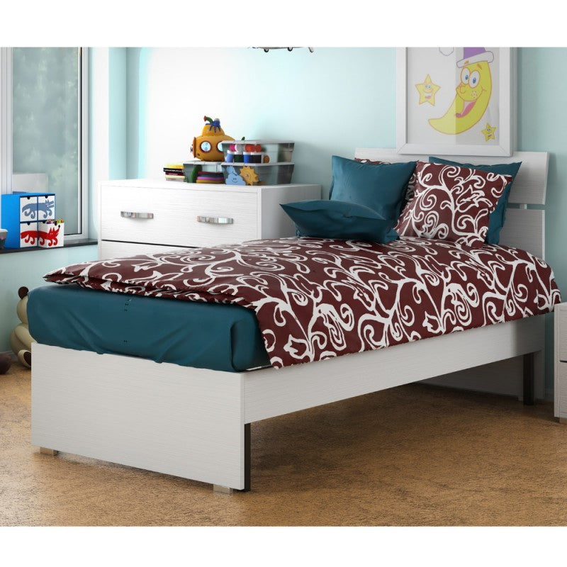 Letto singolo in legno colore bianco frassinato 85x200 cm