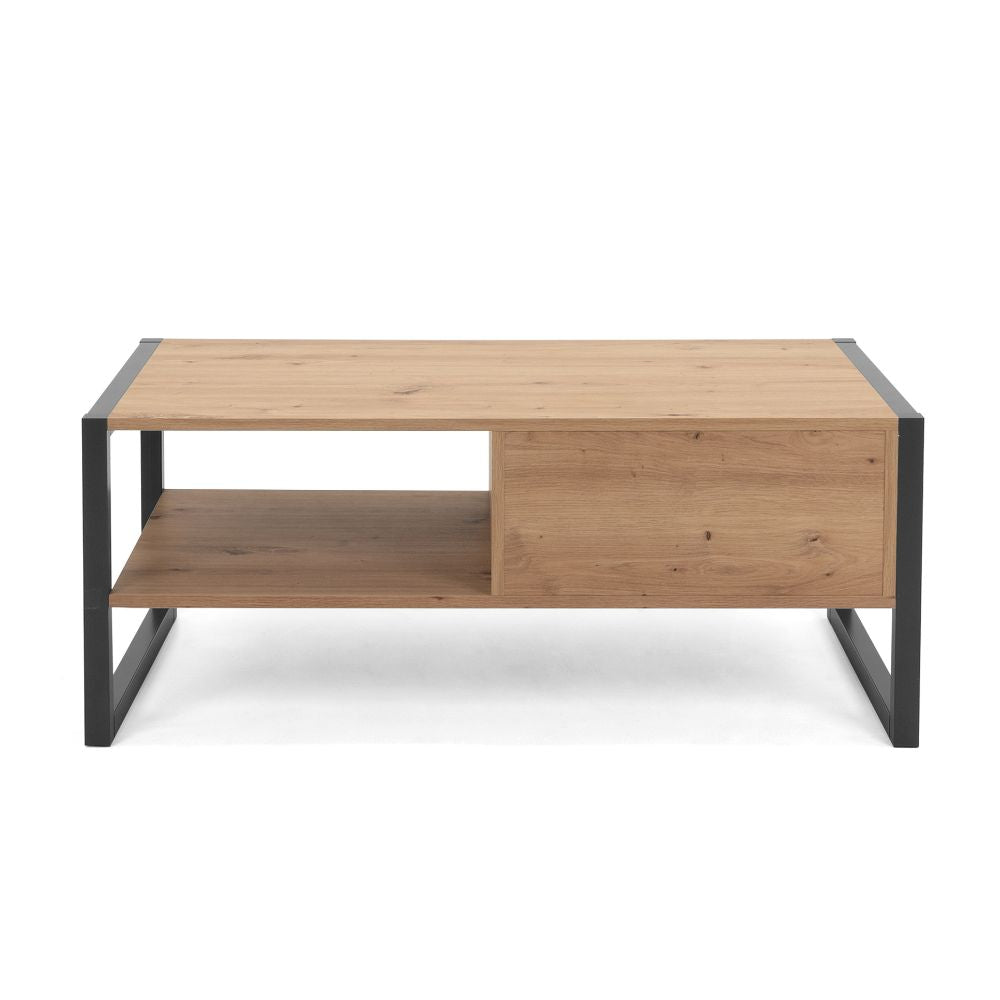 Tavolino da salotto 100x40h cm con cassetto e vano colore quercia e antracite - Denver