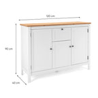 Madia 3 ante e 1 cassetto colore bianco e top artisan rovere 120 cm Bergen57