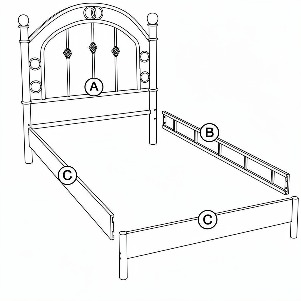 Letto singolo in ferro battuto bianco anticato 90x195 cm Luxor