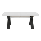 Tavolo allungabile 180 cm con piano bianco spatolato e gambe incrociate antracite Milonga480