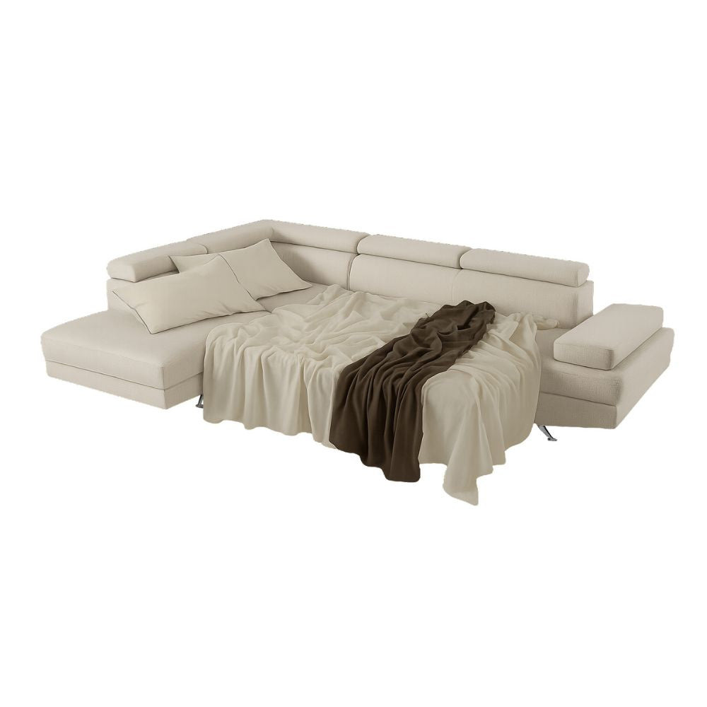 Divano angolare sinistro con letto estraibile beige 297x206x79 Julie