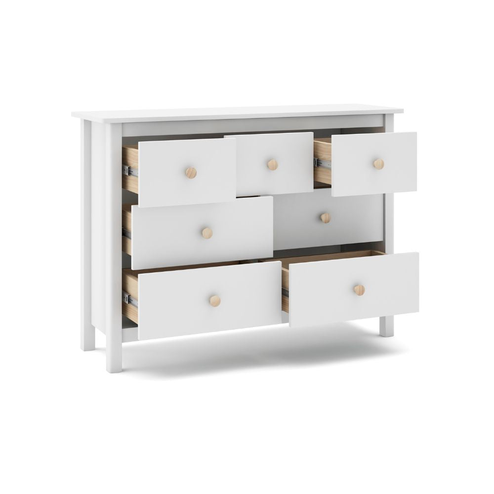 Commode en bois massif avec 7 tiroirs couleur blanc 110x40x80H cm - Max