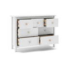 Commode en bois massif avec 7 tiroirs couleur blanc 110x40x80H cm - Max