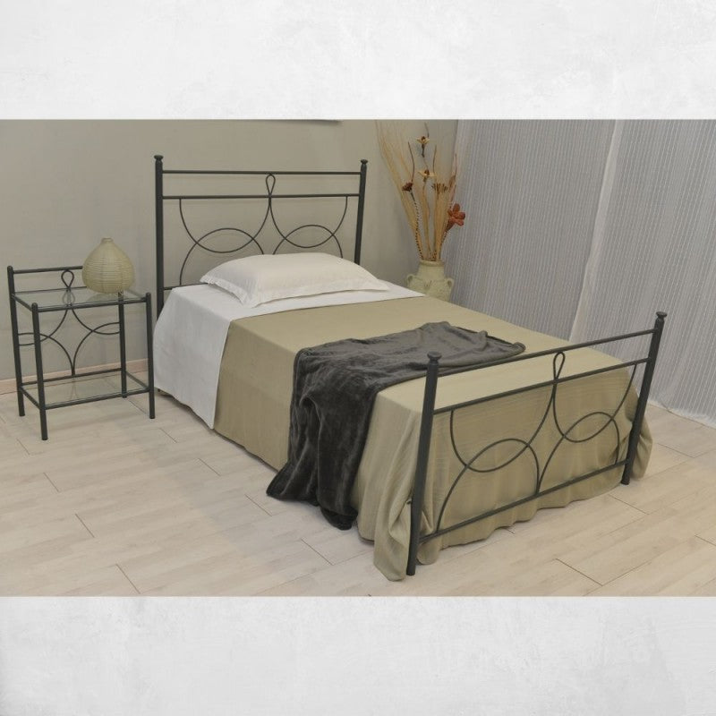 Letto una piazza e mezza in ferro battuto colore antracite 130x202 cm - Silene