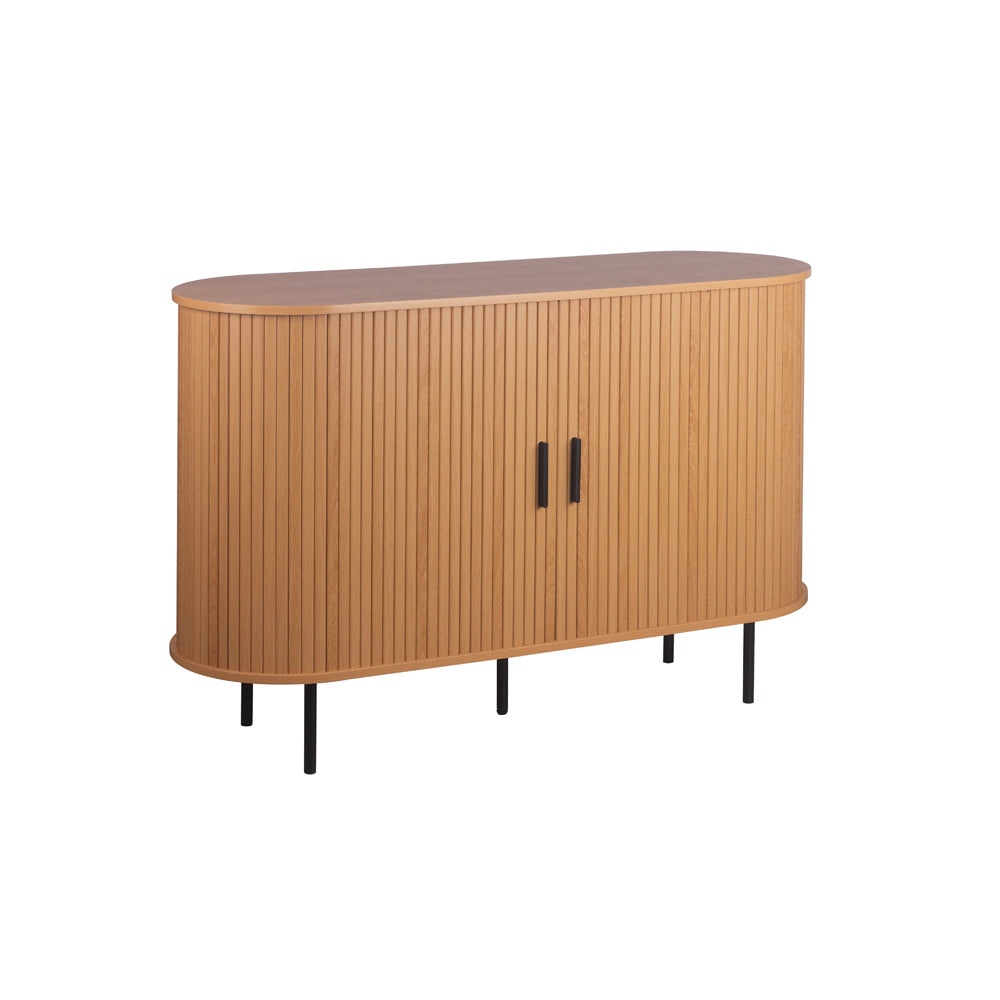 Madia con ante scorrevoli listellate colore rovere oak 120x40x80H Kajsa51a
