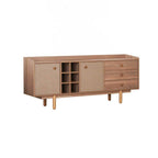 Madia 2 ante effetto vimini con cassetti e vani a giorno finitura rovere miele 206x86H cm - Natura